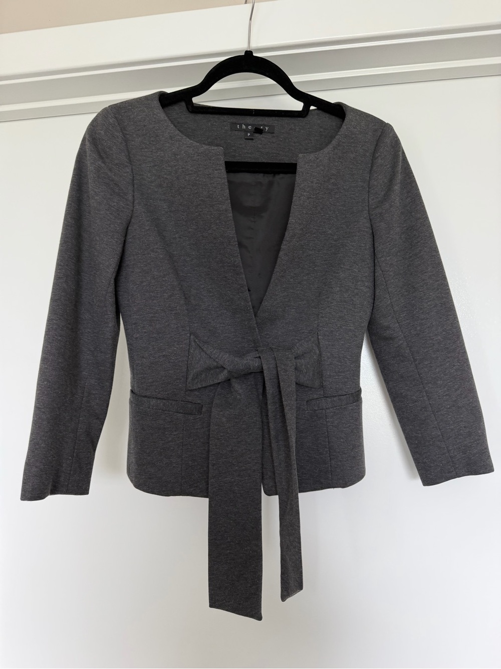 Theory Women's Charcoal Gray Tie-Waist Blazer